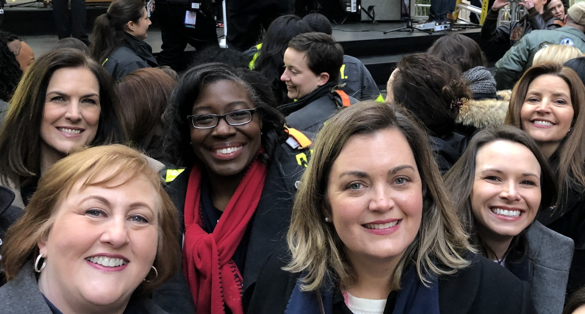 Shannon Segovia, right center, with some of the engineers from Marshall she accompanied during a visit to The Today Show in New York in 2019 for a segment about International Women’s Day. From left, Kathy Byars, Katherine Van Hooser, Lakiesha Hawkins, Segovia, Michelle Tillotson Rudd, and Lisa Watson-Morgan.