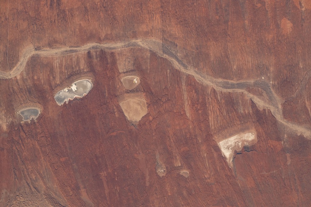 A portion of the Kalahari Desert, a semi-arid and sandy savanna, in South Africa's Northern Cape province is pictured from the International Space Station as it orbited 262 miles above.