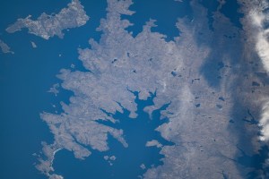 The Falkland Islands, also known as Islas Malvinas, are pictured from the International Space Station as it orbited 267 miles above the Argentine Sea in between the archipelago and the southern tip of Argentina.
