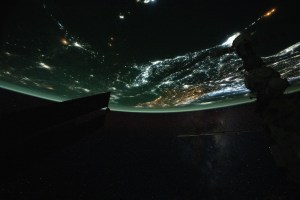 NASA astronaut and Expedition 71 Flight Engineer Matthew Dominick programmed a camera for high sensitivity and pointed it out an International Space Station window as it orbited 266 miles above Kazakhstan near the Caspian Sea's north coast. At lower right, a wispy Milky Way is pictured amongst a starry night sky.