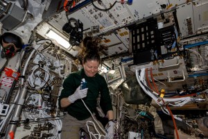 NASA astronaut and Expedition 71 Flight Engineer Tracy C. Dyson conducts research maintenance on the Fluids Science Laboratory including removing samples from the Soft Matter Dynamics experiment. The space physics investigation is exploring how microgravity affects foams and emulsions potentially benefitting a variety of Earth and space industries such as fire safety, pharmaceuticals, food, and more.