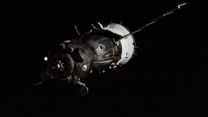 The Soyuz MS-26 spacecraft carrying NASA astronaut Don Pettit and Roscosmos cosmonauts Alexey Ovchinin and Ivan Vagner approaches the International Space Station.