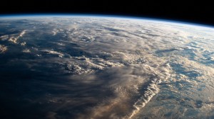 A tropical depression in the Atlantic Ocean in between Africa and South America is pictured from the International Space Station as it orbited 259 miles above.