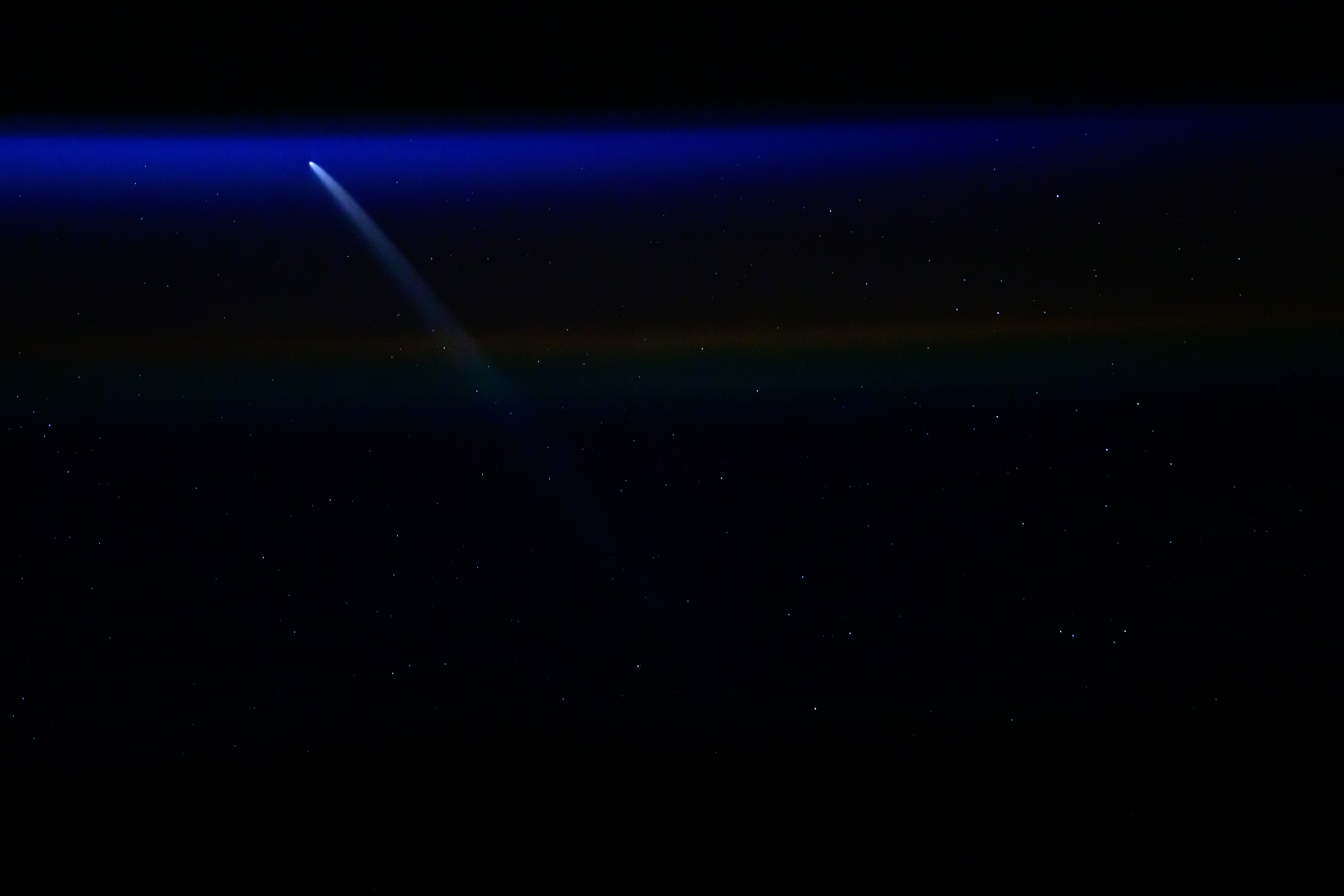iss072e027359 (Sept. 28, 2024) -- Comet C/2023 A3 (Tsuchinshan-ATLAS), roughly 44 million miles away from Earth at the time of this photo, was pictured from the International Space Station as it orbited 271 miles above the South Atlantic Ocean.