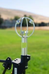 The anemometer is one of two sensors mounted on the NASA Alta X quadcopter during the FireSense uncrewed aerial system (UAS) technology demonstration in Missoula, Montana. These two sensors measure wind speed and direction; the FireSense teams hopes that by giving them wings, researchers can enable micrometeorology to better predict fire and smoke behavior.