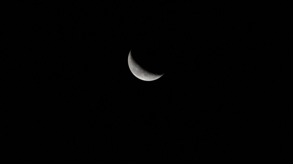 iss072e116495 (Oct. 26, 2024) -- A waning crescent moon hangs against the deep black of space as the International Space Station orbited 258 miles above the North Pacific Ocean.