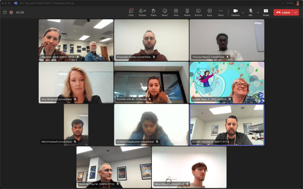 Screenshot of participants in virtual Marshall/ISU discussion.
