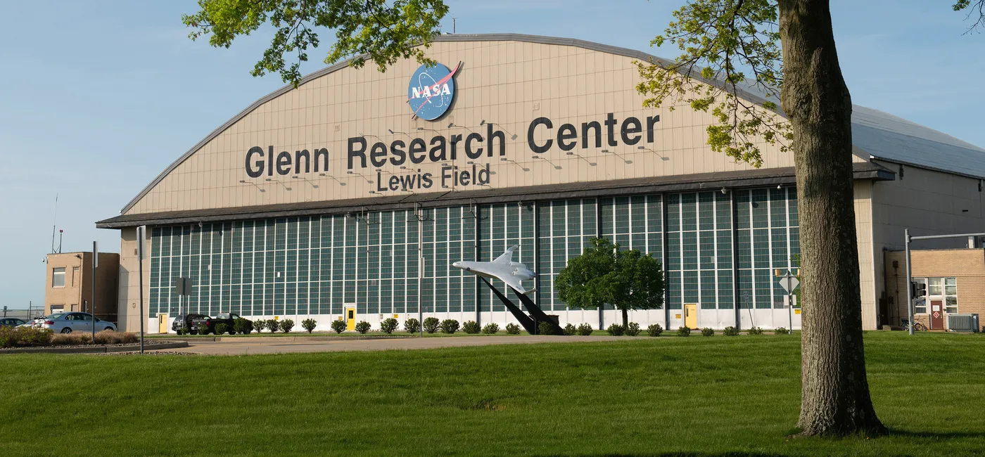 Image of the front of NASA's GRC building