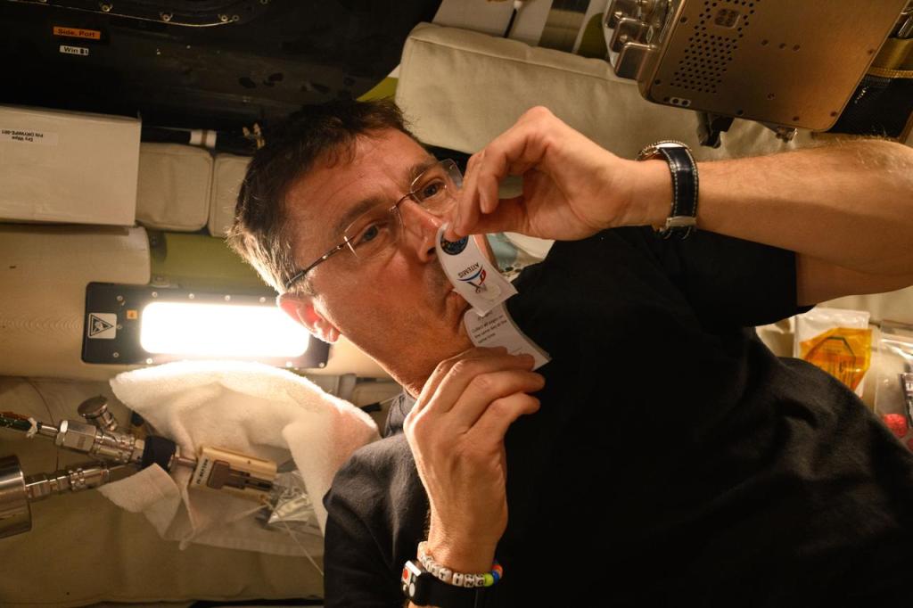 NASA astronaut Reid Wiseman collects a saliva sample aboard the Orion spacecraft for the Artemis II Immune Biomarkers study. The study looks at proteins, enzymes, and other biomarkers found in the samples to help researchers pinpoint how the body responds to mission stressors during deep space missions. These biomarkers give insight into crews’ immune health, inflammation, nutritional status, bone health, and more.