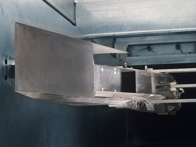 IMX (Inlet Mode Transition) Mach 4 inlet model mounted in the 1x1 Supersonic Wind Tunnel.