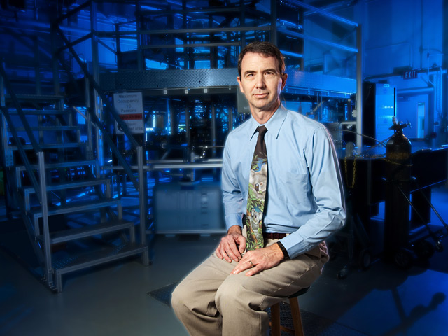 Dean Petters inside the Electric Propulsion Research Building