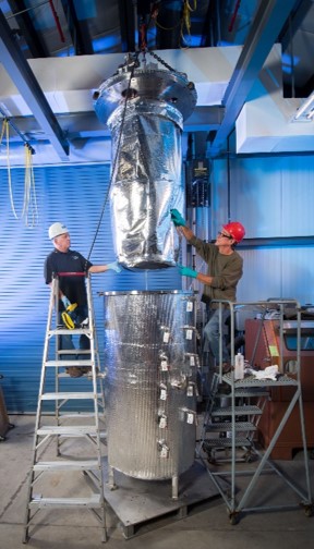Loading of 20K to 90K Calorimeter Test Bed test section.