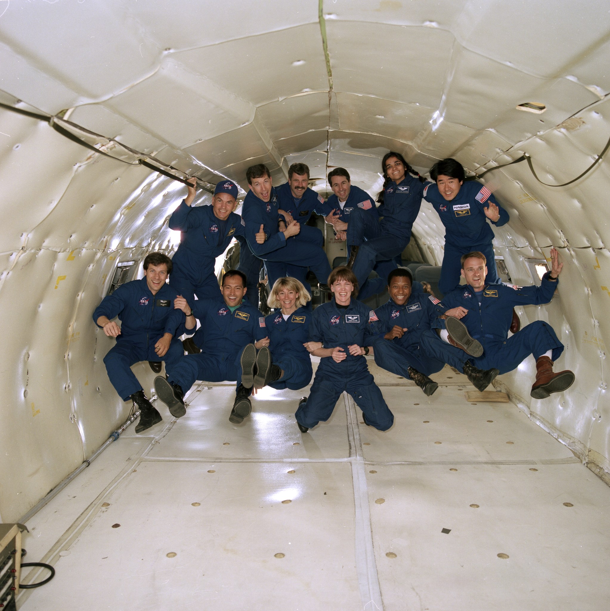 Group 15 astronaut candidates experience short-duration weightlessness aboard NASA’s KC-135 aircraft.