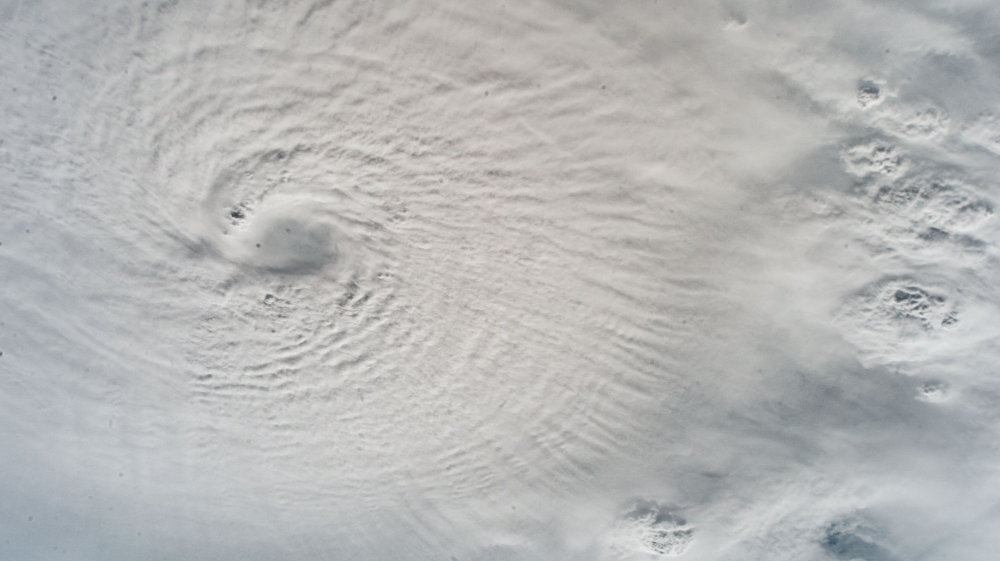 While orbiting 257 miles above the Gulf of Mexico, an external camera on the International Space Station captured this image of Hurricane Milton, a Category 5 storm packing winds of 175 miles an hour at the time of this photograph, and its well-defined eye.