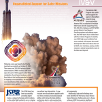 A flyer with a rocket taking off on the left side and blocks of text talking about the programs support.