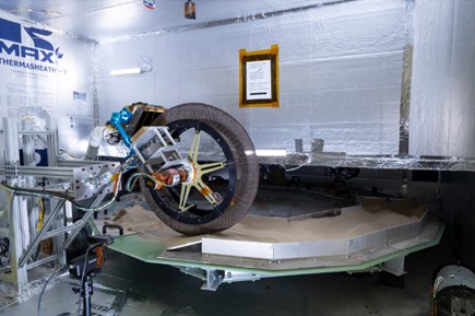 Extreme Terrain Endurance Rig with 70-centimeter-diameter spring tire being tested on representative Martian terrain