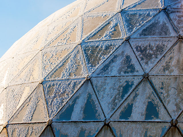 Exterior of the Aero-Acoustic Propulsion Laboratory during winter season