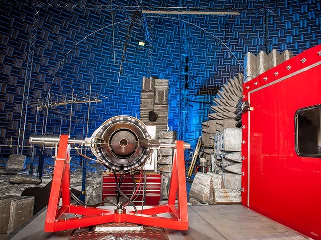 Truck-mounted turbofan engine in the Aero-Acoustic Propulsion Laboratory