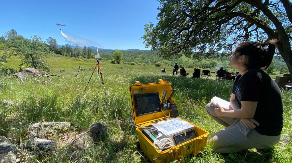 A NASA researcher is in the field testing the Unmanned Aircraft System Pilot Kit (UASP-kit, which was developed by the NASA Human Systems Integration Division's Airspace Operations Lab (AOL) to enhance airspace awareness of drone pilots conducting disaster response operations
