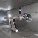 Advanced Ducted Propulsor (ADP) Fan Commissioning Test (side view) in the 9x15 Low-Speed Wind Tunnel.