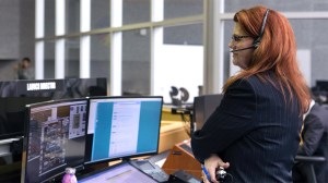 Charlie Blackwell-Thomas, Launch Director for NASA's Artemis 1 mission, stands at the console during the launch preparations for the Artemis 1 launch. NASA Human Systems Integration Division's Mission Assurance Software (MAS) played an integral role in mission operations.
