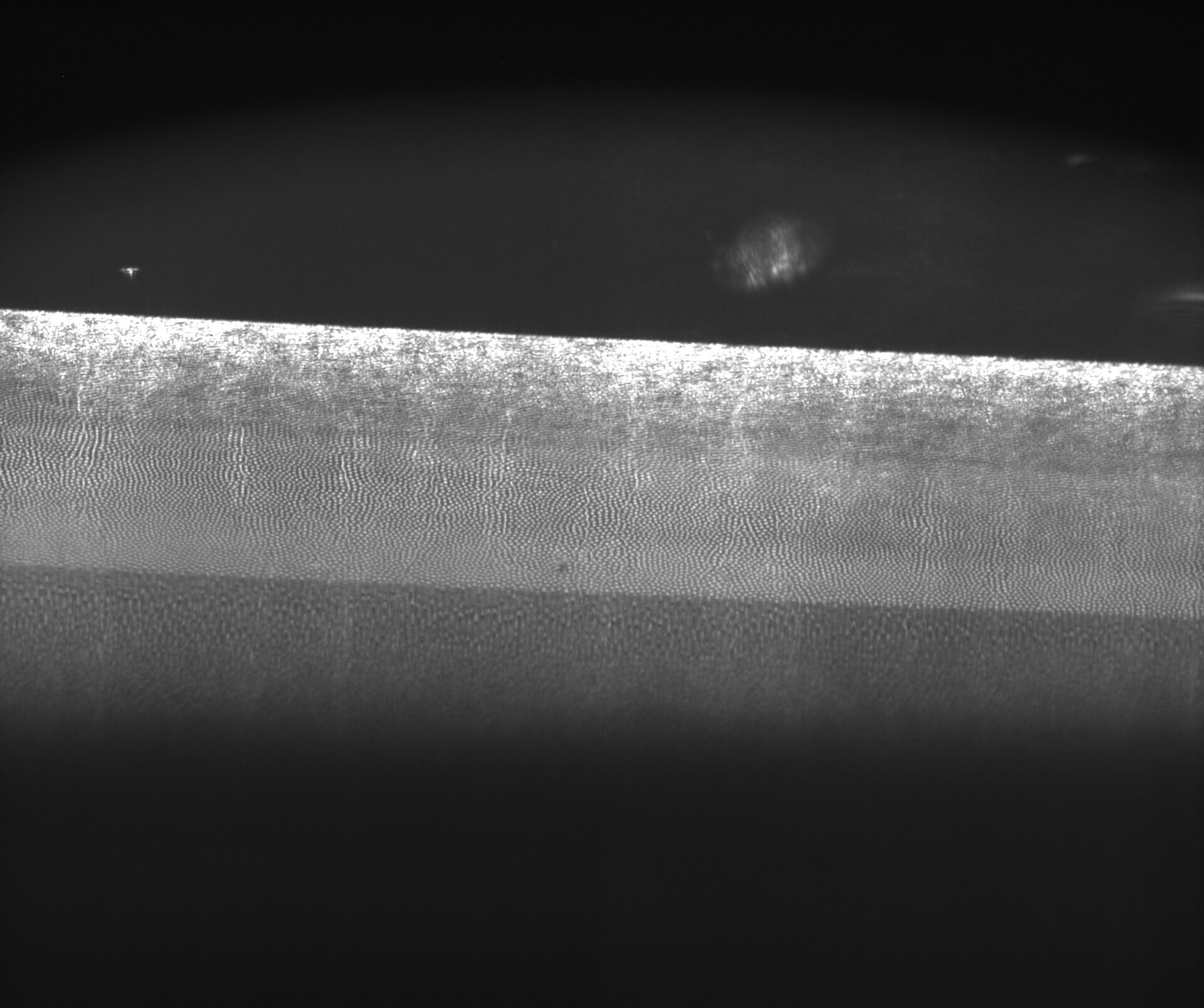 The image shows a monochromatic scene with a gradient of brightness transitioning from dark to light. A textured surface appears in the central region.