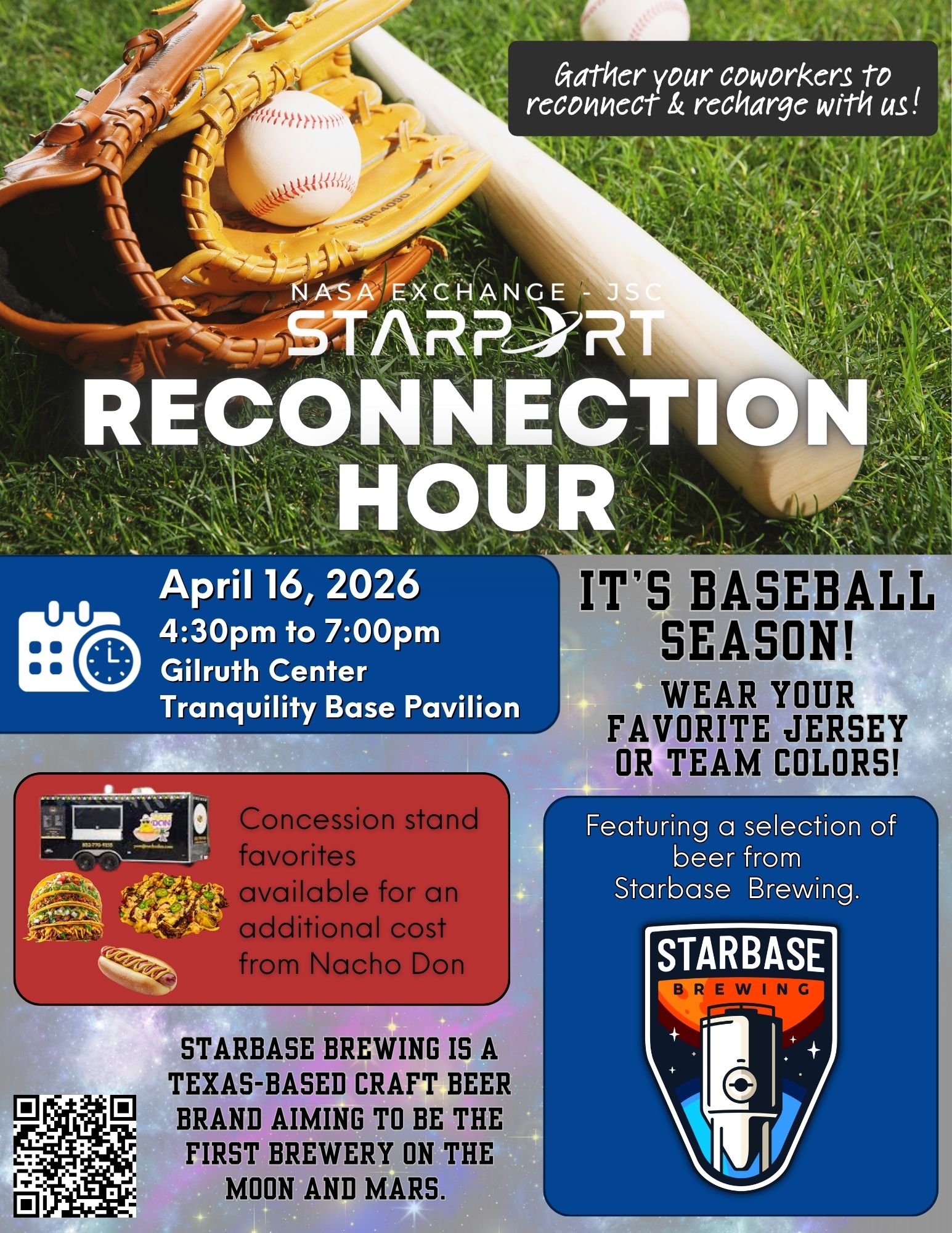 Flyer for the April 16, 2026 Reconnection Hour at JSC B208 from 4:30pm to 7:00pm.