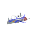 A visualization showing the inside of the NASA Electric Aircraft Testbed (NEAT). A transparent single-aisle aircraft sits inside a cut-out diagram of the NEAT facility with the altitude chamber to the right.