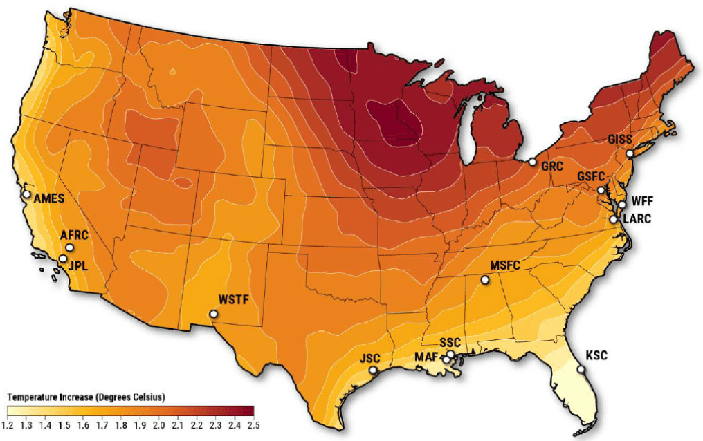 A map of the United States shows a gradient that goes from dark red, through burnt orange, then gold, then white. The darkest concentration is in the northeast, centered around Michigan.