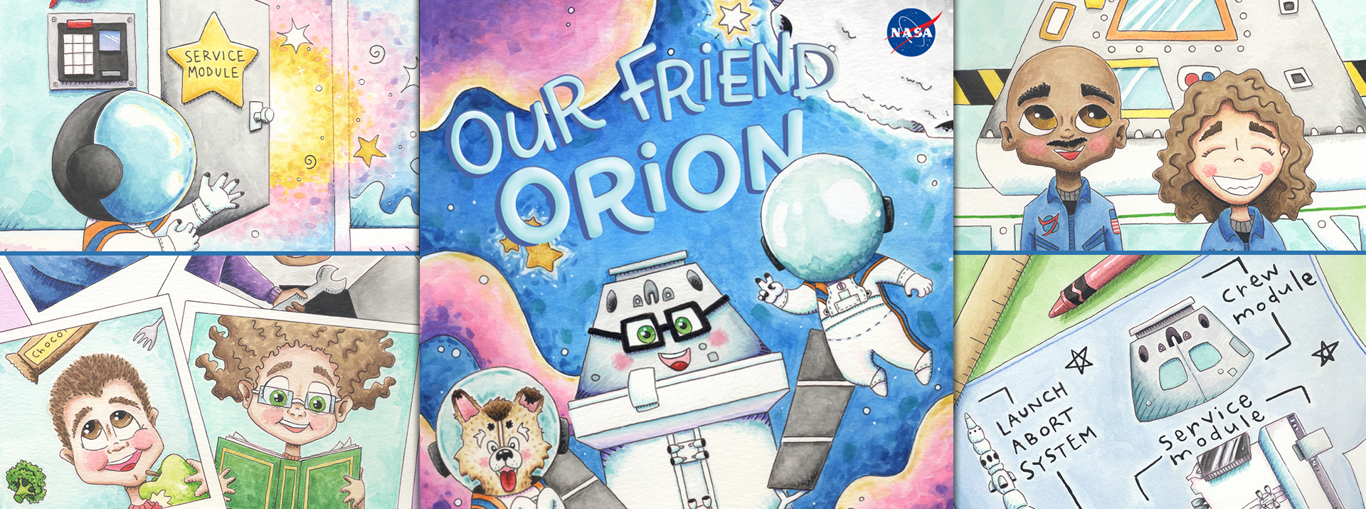 Our Friend Orion, written by Lane Polak and illustrated by Heather Rose Legge-Click, is the second in a series of children’s books that introduces young explorers ages three to eight to the unique elements needed for the Artemis missions to get to deep space and the Moon, like NASA’s Orion spacecraft and SLS (Space Launch System) rocket.