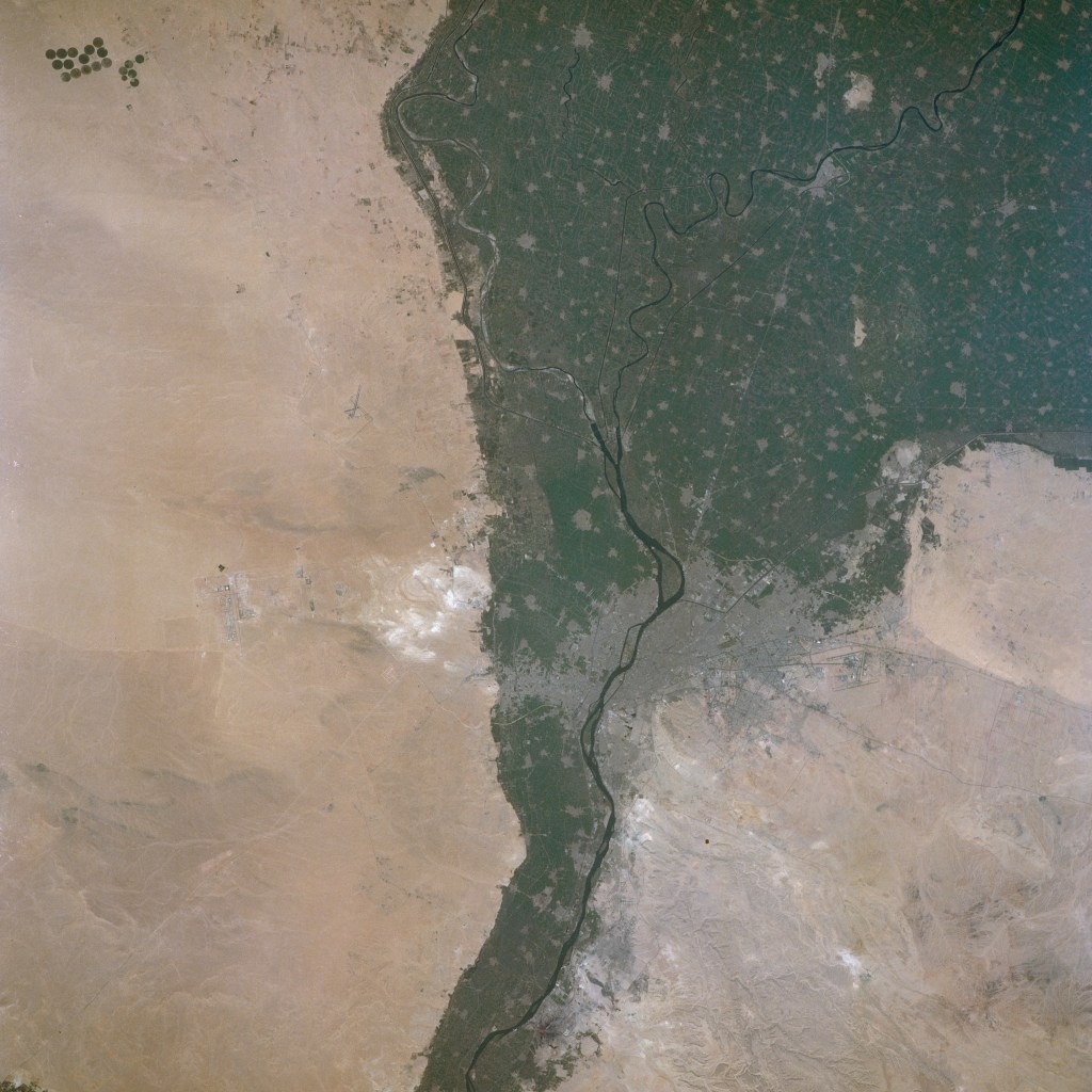A view from space of the Nile River and Cairo, Egypt.