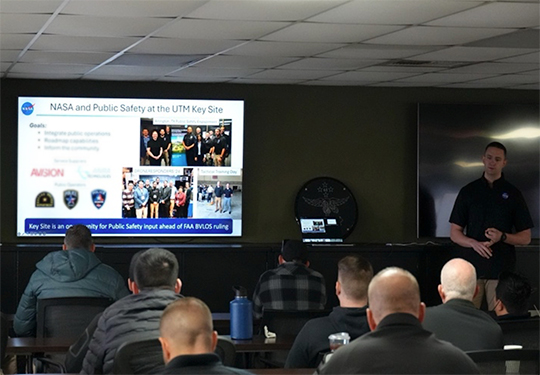 Members of the UAS Traffic Management Beyond Visual Line of Sight (UTM BVLOS) Subproject Conduct Outreach to the Public Safety Small Drone Operator Community