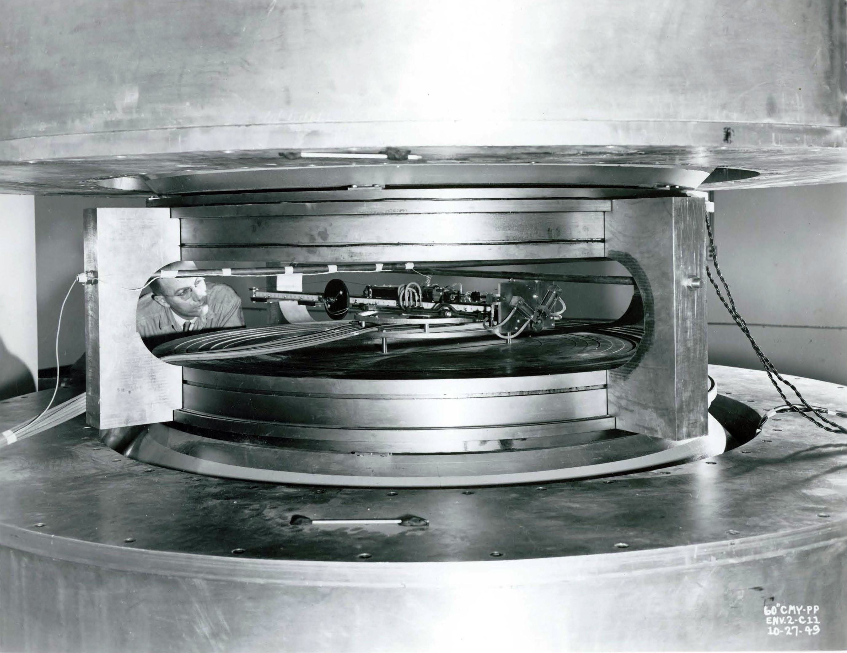 Closeup of cyclotron magnets.