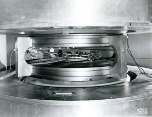Closeup of cyclotron magnets.