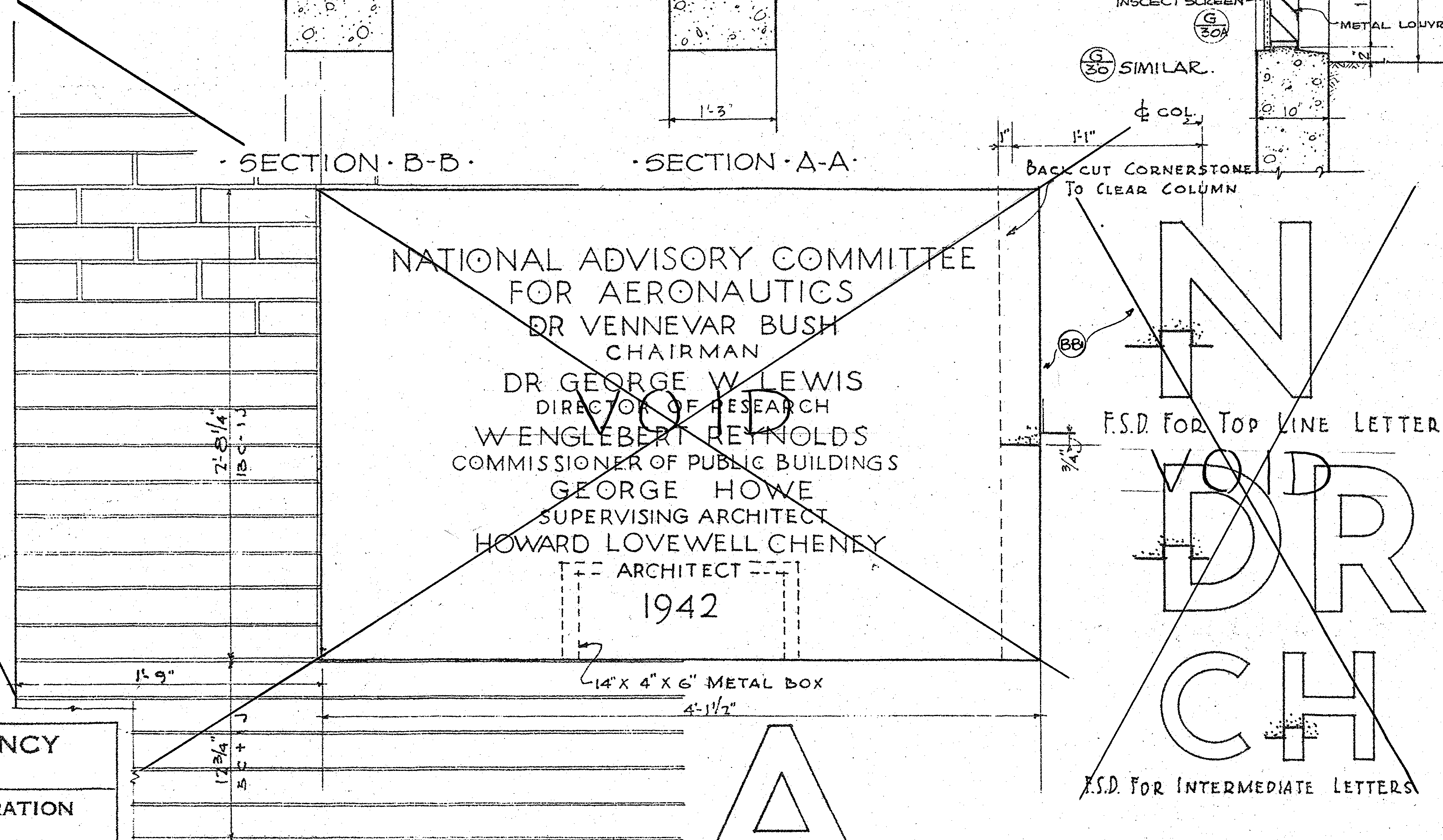 Blueprint drawing of cornerstone