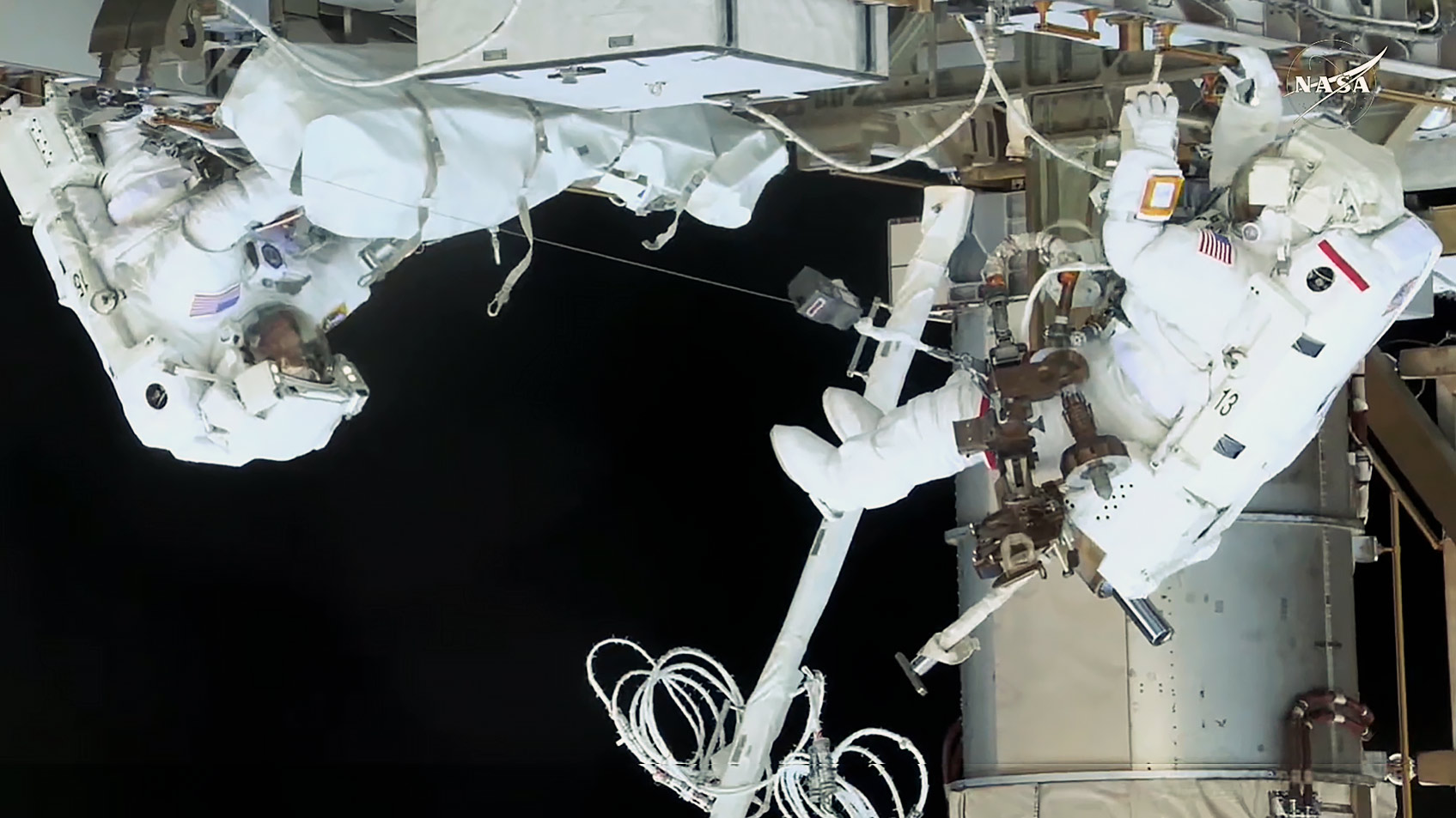 NASA Astronauts McClain and Ayers Reenter Station and Complete Spacewalk