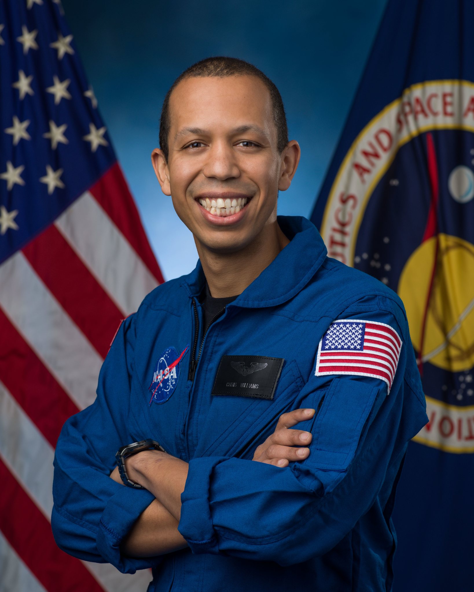 NASA astronaut Christopher Williams poses for a portrait at NASA’s Johnson Space Center in Houston, Texas.