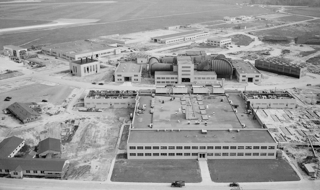 Aerial view of the AERL campus in 1944,
