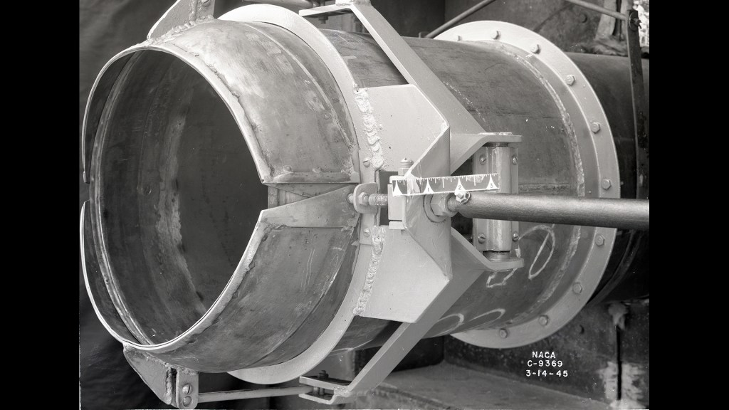 Close up of nozzle on engine.