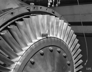 Close up of stator blades.