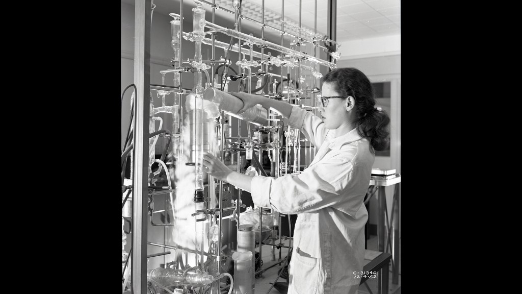 Woman in chemistry lab.