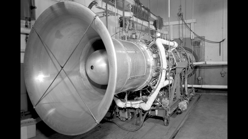 Engine installed in test cell.