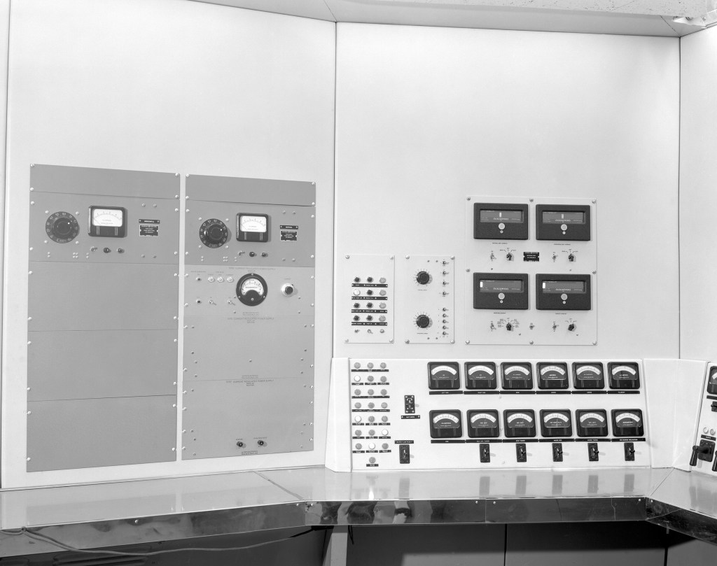 Panels in control room.