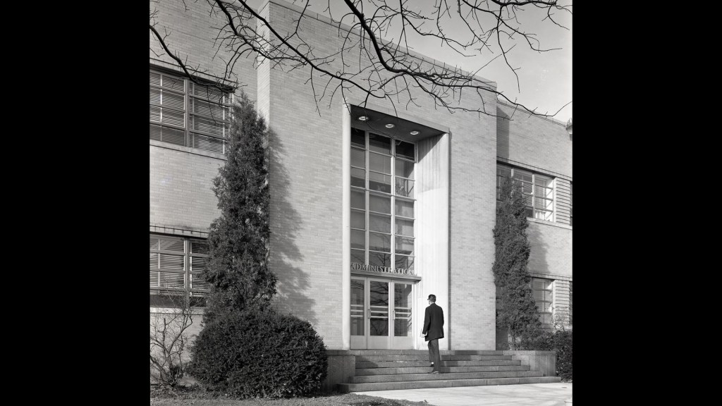 Stairs and entrance to building.