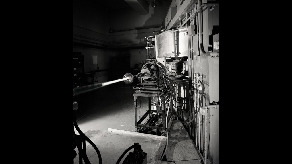 Cyclotron producing beam.
