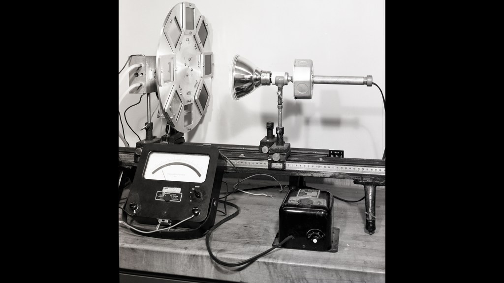 Test equipment on bench.