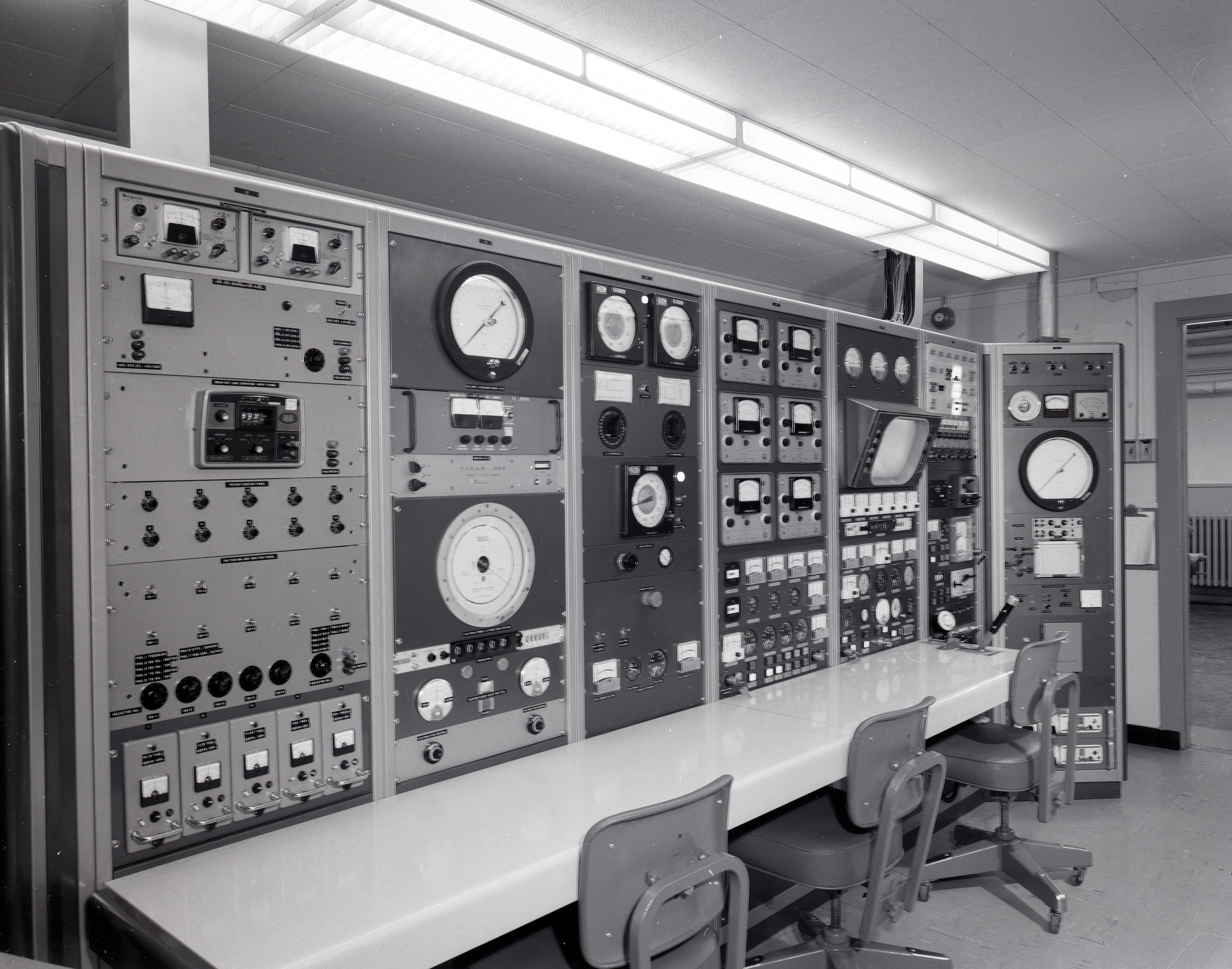 Panels in control room.