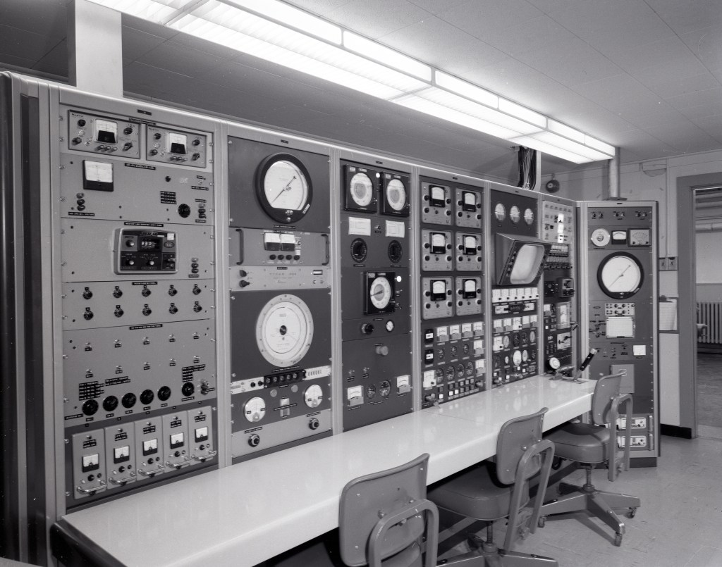 Panels in control room.