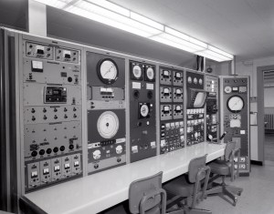 Panels in control room.