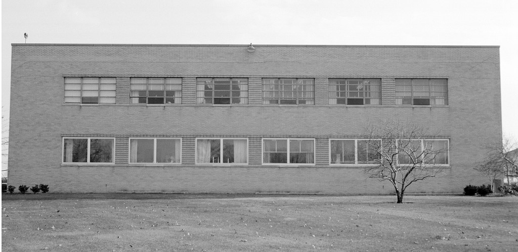 Exterior view of two-story building.